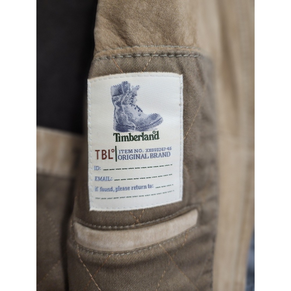 Timberland Leather Gear Jacket XL Tan Genuine Cowhide Quilted Field Coat - Picture 14 of 16